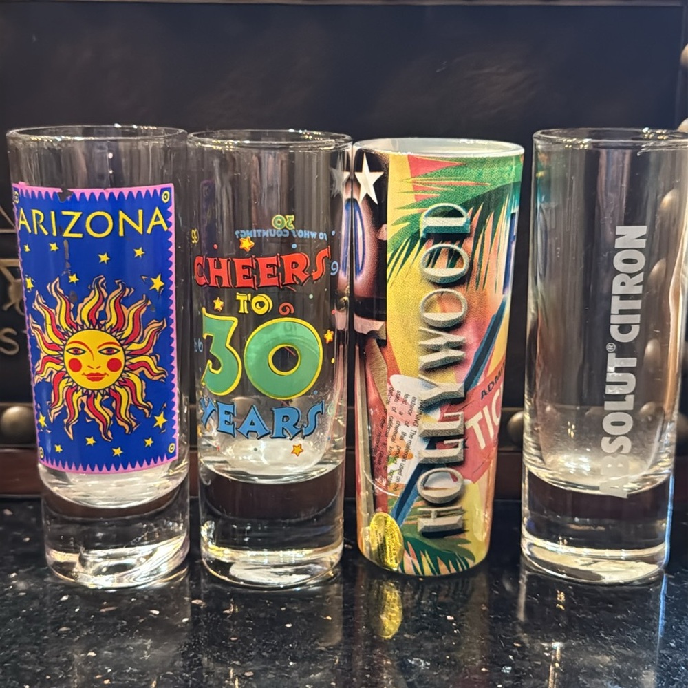 Set of 8 Tall Shot Glasses- Mixed Lot - Picture 2 of 2